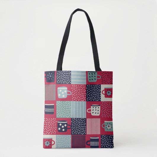 naadloos patroon, patchwork met handbegeleide beke tote bag (Voorkant)