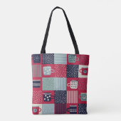 naadloos patroon, patchwork met handbegeleide beke tote bag (Achterkant)