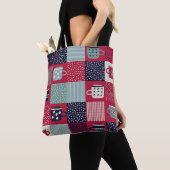 naadloos patroon, patchwork met handbegeleide beke tote bag (Dichtbij)