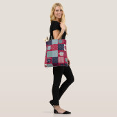 naadloos patroon, patchwork met handbegeleide beke tote bag (Op model)