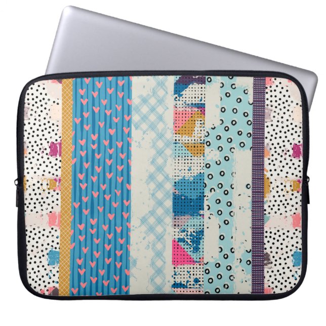 Naadloos patroon, patchwork tegels. laptop sleeve (Voorkant)