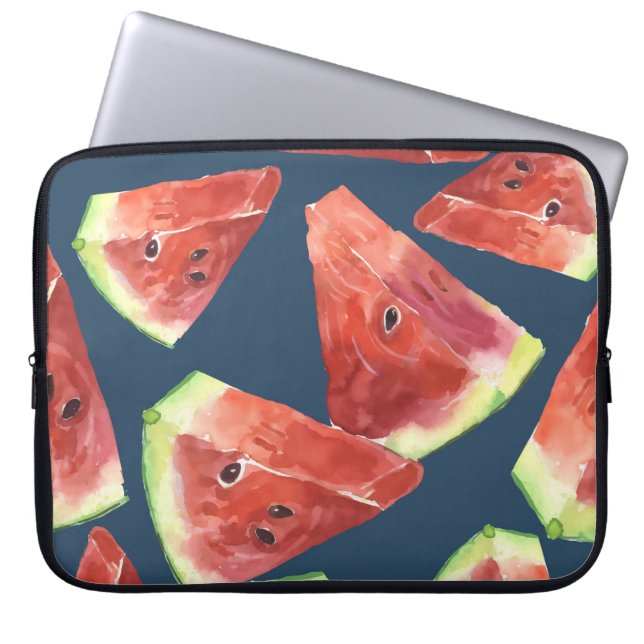 Naadloos patroon. Plakken van waterverf watermeloe Laptop Sleeve (Voorkant)