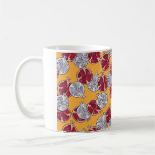 Naadloos patroon. Pomegranaat hand getekend. Koffiemok