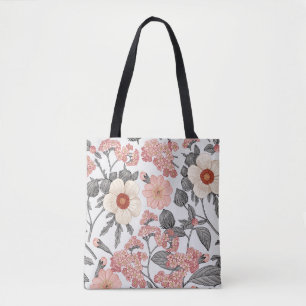 Naadloos patroon. Prachtige stof-bloeiende werkeli Tote Bag
