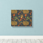 Naadloos patroon Pumpkin & wortel, donkere achterg Canvas Afdruk (Insitu (Houten vloer))