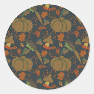 Naadloos patroon Pumpkin & wortel, donkere achterg Ronde Sticker