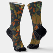 Naadloos patroon Pumpkin & wortel, donkere achterg Sokken (Gebogen)