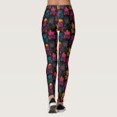 Naadloos patroon Rebellieus Punk Rock Teddyberen Leggings (Achterkant)