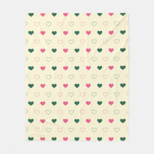 Naadloos patroon - Roze & Groene Harten op Crème Fleece Deken