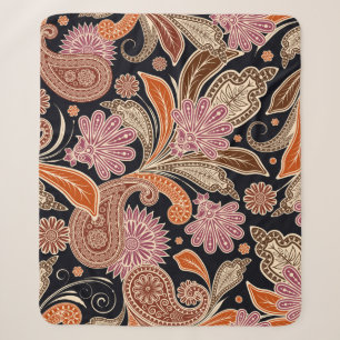 Naadloos Patroon Traditioneel Paisley Ontwerp Sherpa Deken