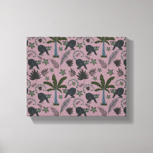 Naadloos patroon Tropische dieren springen Canvas Afdruk