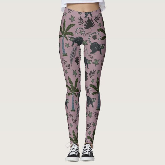 Naadloos patroon Tropische dieren springen Leggings (Voorkant)