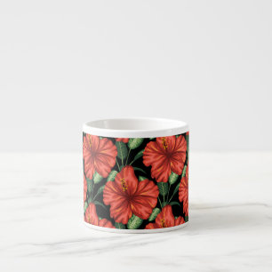 Naadloos patroon Tropische rode bloemen groene bla Espresso Kop