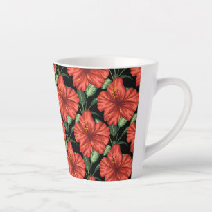 Naadloos patroon Tropische rode bloemen groene bla Latte Mok