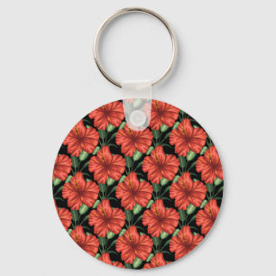 Naadloos patroon Tropische rode bloemen groene bla Sleutelhanger