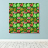 Naadloos patroon tropische vruchten en groene acht canvas afdruk (Insitu (Houten vloer))