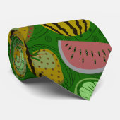 Naadloos patroon tropische vruchten en groene acht stropdas (Opgerold)