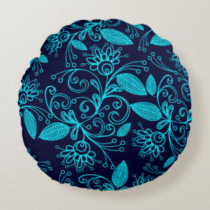 Naadloos patroon van abstracte blauwe kleur op de rond kussen