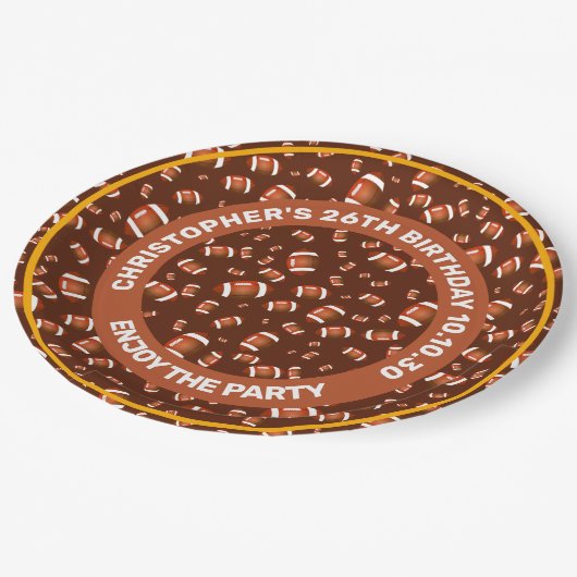 Naadloos patroon van Amerikaanse Footballs ballen Papieren Bordje (Gekanteld)