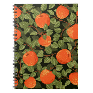 Naadloos patroon van appels met groene bladeren me notitieboek