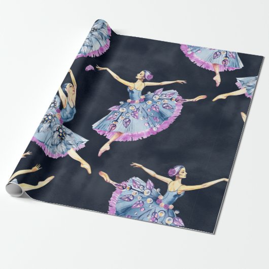 Naadloos patroon van balletdansers, waterverf pai cadeaupapier (Uitgerold)