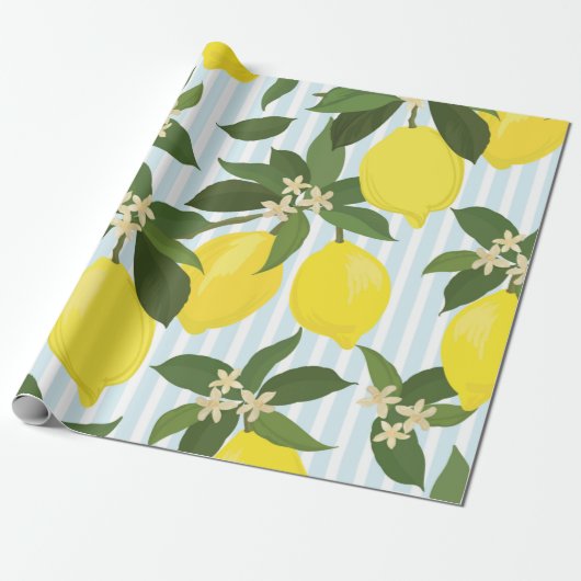 Naadloos  patroon van citrusvruchten op witte acht cadeaupapier (Uitgerold)