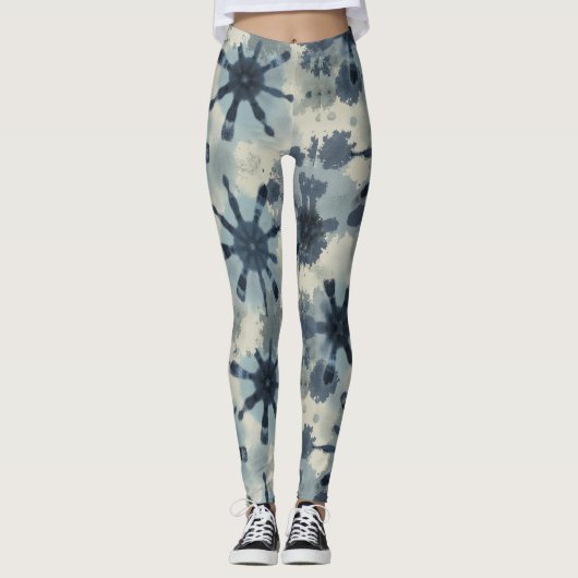 Naadloos patroon van Distressed Tie Dye Effect Leggings (Voorkant)