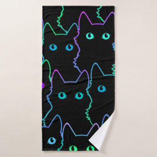 naadloos patroon van een kat-silhouettespatroon, z badhanddoek