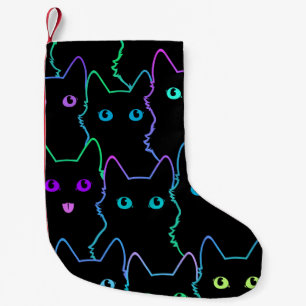 naadloos patroon van een kat-silhouettespatroon, z kleine kerstsok