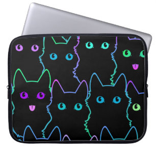 naadloos patroon van een kat-silhouettespatroon, z laptop sleeve