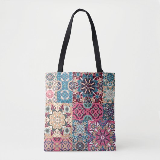 Naadloos patroon van florale patchwork.  controleu tote bag (Voorkant)