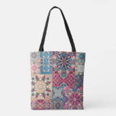 Naadloos patroon van florale patchwork.  controleu tote bag (Achterkant)
