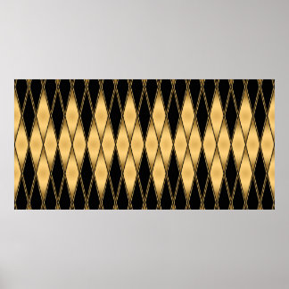 Naadloos patroon van goud en zwarte vormen poster
