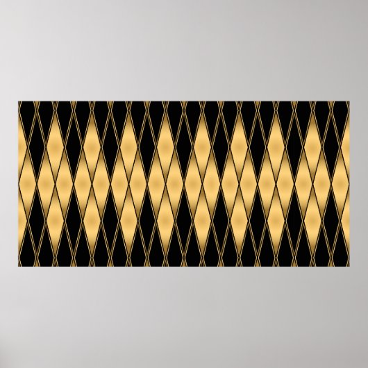 Naadloos patroon van goud en zwarte vormen poster (Voorkant)