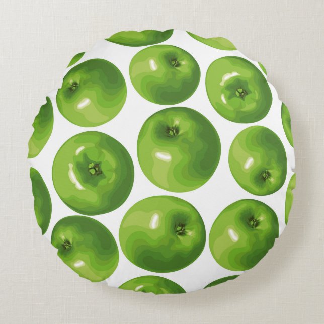 Naadloos patroon van groene appel rond kussen (Voorkant)