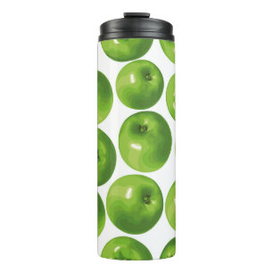 Naadloos patroon van groene appel thermosbeker