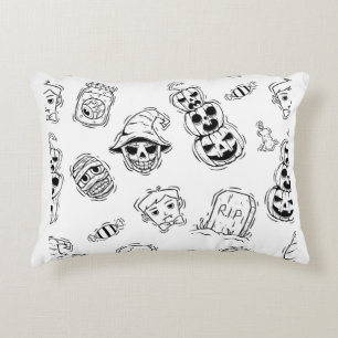Naadloos patroon van halloween-iconen met handteke accent kussen