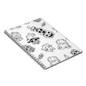 Naadloos patroon van halloween-iconen met handteke notitieboek (Rechterzijde)