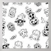 Naadloos patroon van halloween-iconen met handteke poster (Voorkant)
