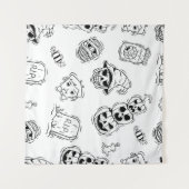 Naadloos patroon van halloween-iconen met handteke wandkleed (Voorkant (horizontaal))