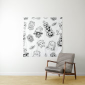 Naadloos patroon van halloween-iconen met handteke wandkleed (In situ)