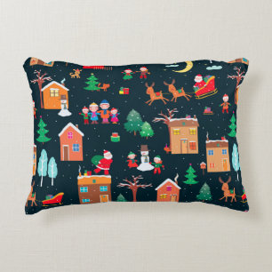 Naadloos patroon van happy Christmastime in een vi Accent Kussen