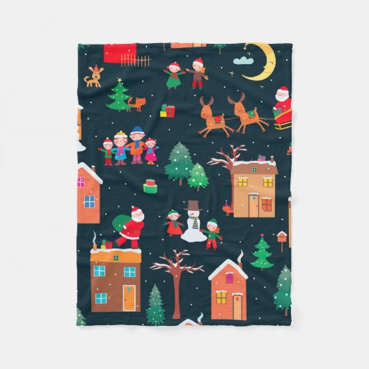 Naadloos patroon van happy Christmastime in een vi Fleece Deken (Voorkant)