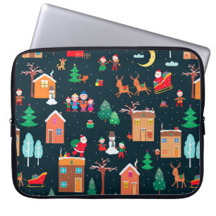 Naadloos patroon van happy Christmastime in een vi Laptop Sleeve
