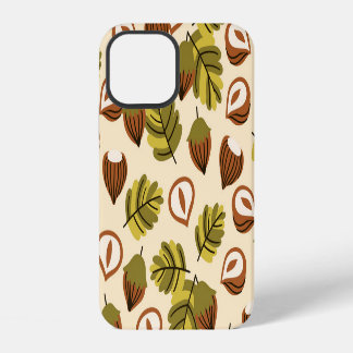 Naadloos patroon van hazelnootbladeren en eikels iPhone 12 hoesje