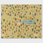  naadloos patroon van herfstboslandschap cadeaupapier (Vlak)