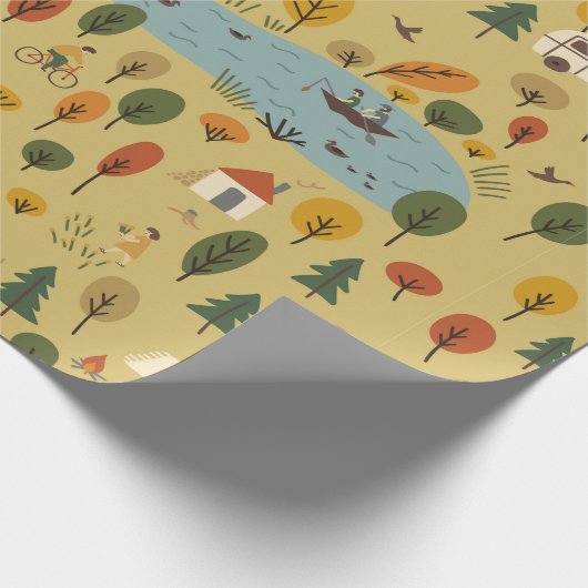  naadloos patroon van herfstboslandschap cadeaupapier (Hoek)