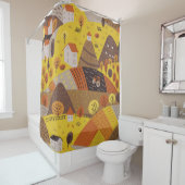  naadloos patroon van het herfstdorpslandschap douchegordijn (In situ)