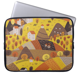  naadloos patroon van het herfstdorpslandschap laptop sleeve
