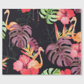 Naadloos patroon van hibiscus flower, flamingos en cadeaupapier (Vlak)